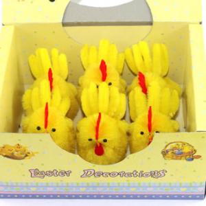 10cm Easter chenille chick with tail 6pk 15BY228