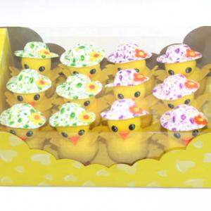 10cm Easter pom pom duck with hat 12pk