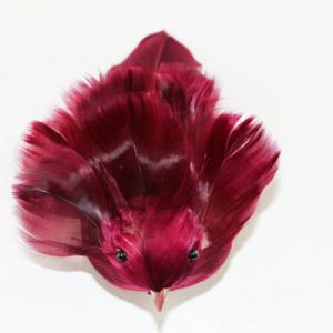 14cm Feather bird fuchsia with clip