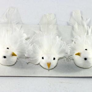 15cm Feather bird white with glitter and clip