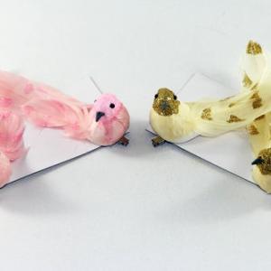 17cm Feather bird with glitter with clip