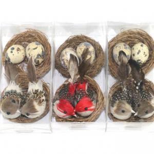 2 bird in nest and 2 egg in nest asst. ST92021