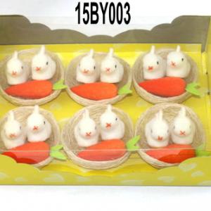 2 chick with egg & 2 bunny with carrot in nest 6pk