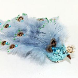 26cm Feather peacock with glitter and clip