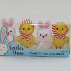 2pc white bunny & 2pc yellow chick with headscarf