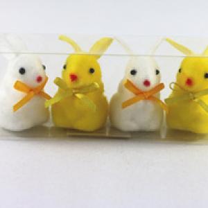 2pc white bunny and 2pc yellow bunny