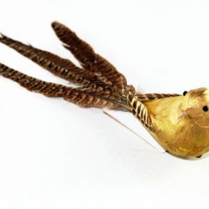 30cm Feather bird gold with clip