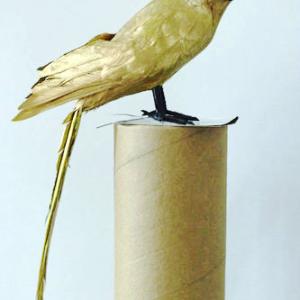 35cm Feather gold parrot