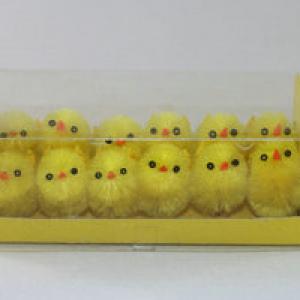 3cm chenille chick yellow 12pk