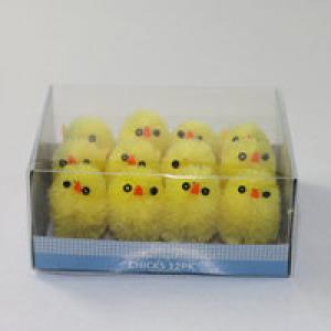 3cm chenille chick yellow 12pk