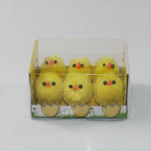 3cm chenille chick yellow 6pk