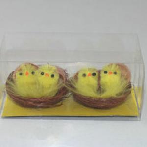 3cm chenille chick yellow with egg in nest