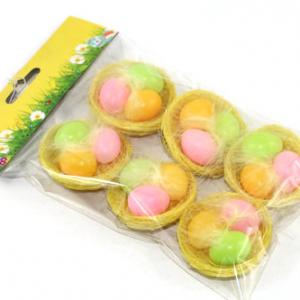 3pc egg color asst. in 5cm Nest 6pk