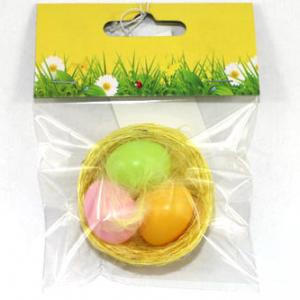 3pc egg color asst. in 5cm Nest