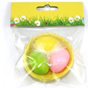 3pc egg color asst. in 6.5cm Nest