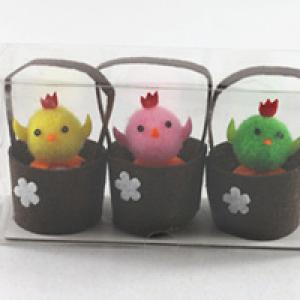 3pc felt barrel with small chicken