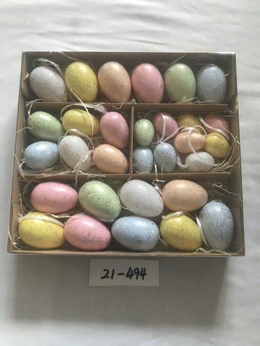 4,5,6cm plastic egg with painting and rope 30PC 21-494/495/496
