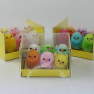 4cm chenille chick color asst. 6pk