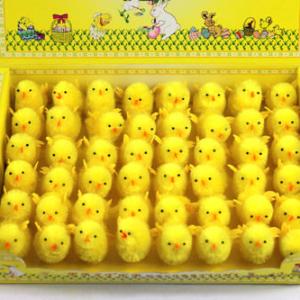 4cm chenille chick with flower 48pk 15BY050