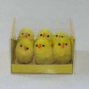 4cm chenille chick yellow 6pk