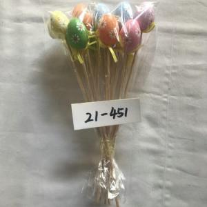 4cm plastic egg with ribbon and stick 12PC 21-451/452/453
