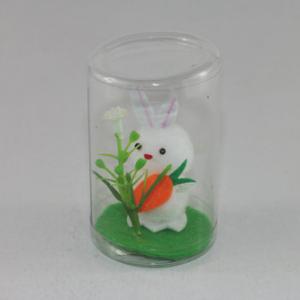 5cm Easter white bunny with carrot in pvc tube