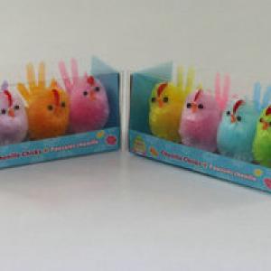 5cm chenille chick color asst. with tail 4pk