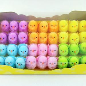5cm chenille chick yellow & color asst. 36pk