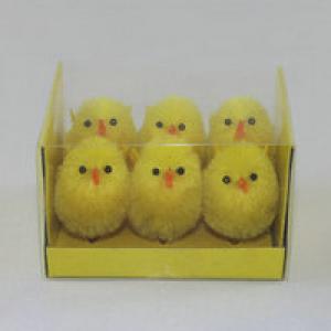5cm chenille chick yellow 6pk