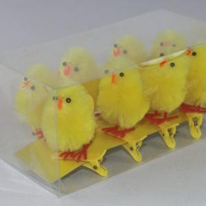 5cm chenille chick yellow with clip 8pk