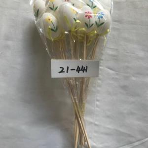 5cm plastic egg with ribbon and stick 12PC 21-441/442/443