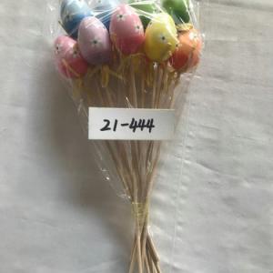 5cm plastic egg with ribbon and stick 12PC 21-444/445/446
