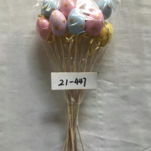 5cm plastic egg with ribbon and stick 12PC 21-447/448/449/450