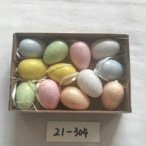 5cm plastick egg with glitter and rope 12pc 21-304/305/306