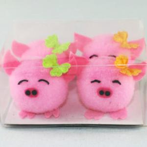 5cm pom pom pig with bowknot 4pk