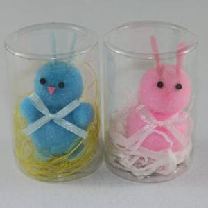 6cm Easter bunny blue & pink in pvc tube