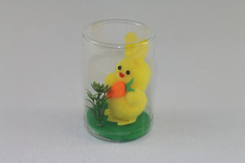 6cm Easter yellow bunny with carrot in pvc tube
