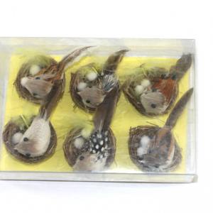 6cm Feather bird with egg in nest ST92014