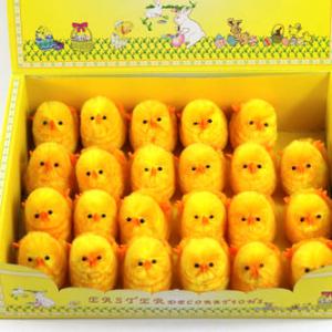 6cm chenille chick multi-colored 24pk 15BY032