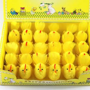 6cm chenille chick with tail 24pk 15BY033