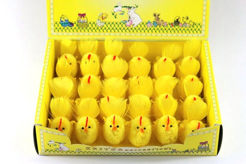 6cm chenille chick with tail 24pk 15BY033