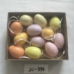 6cm plastic egg with glitter and rope 12PC 21-394/395/396