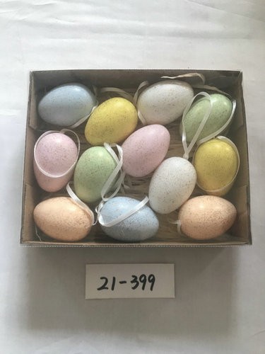 6cm plastic egg with glitter and rope 12PC 21-397/398/399/400