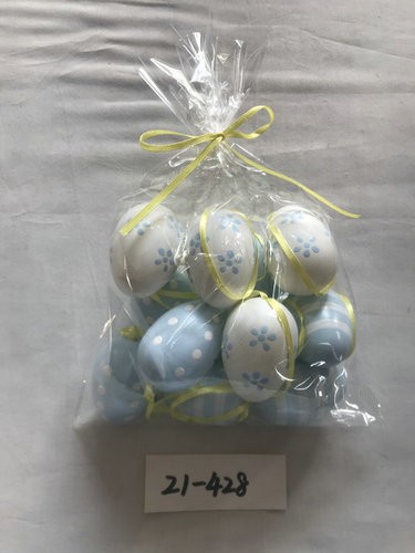 6cm plastic egg with painting and rope 12PC 21-427/428/429/430