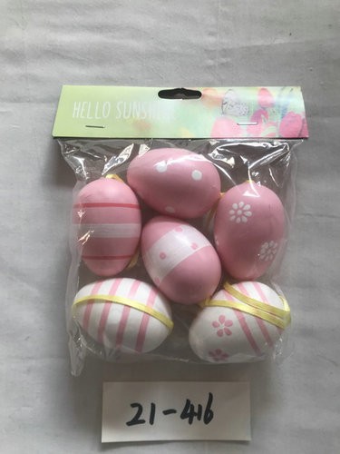 6cm plastic egg with painting and rope 6PC 21-411/412/413