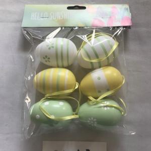 6cm plastic egg with painting and rope 6PC 21-417/418/419/420