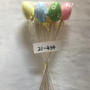 6cm plastic egg with ribbon and stick 6PC 21-434/435/436