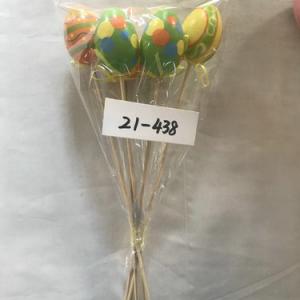 6cm plastic egg with ribbon and stick 6PC 21-437/438/439/440