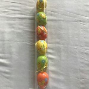 6cm plastick egg with painting and rope 6pc 21-374/375/376