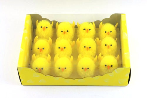 7cm Easter chenille chick 12pk 15BY141